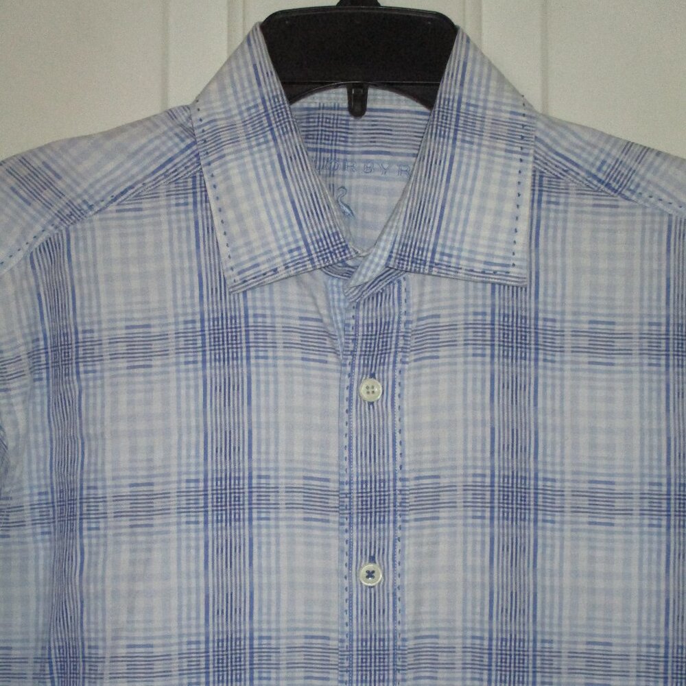Tailorbyrd Mens L/S Blue Cotton Dress Shirt - Size 15.5/33 or Medium Shaped Fit